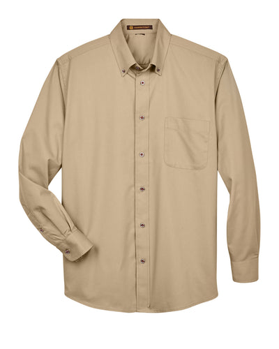 Harriton Men's Tall Easy Blend™ Long-Sleeve Twill Shirt with Stain-Release