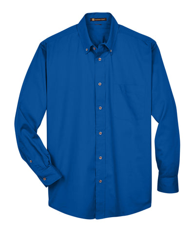 Harriton Men's Tall Easy Blend™ Long-Sleeve Twill Shirt with Stain-Release