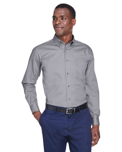 Harriton Men's Tall Easy Blend™ Long-Sleeve Twill Shirt with Stain-Release