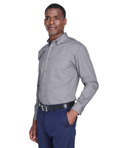 Harriton Men's Tall Easy Blend™ Long-Sleeve Twill Shirt with Stain-Release