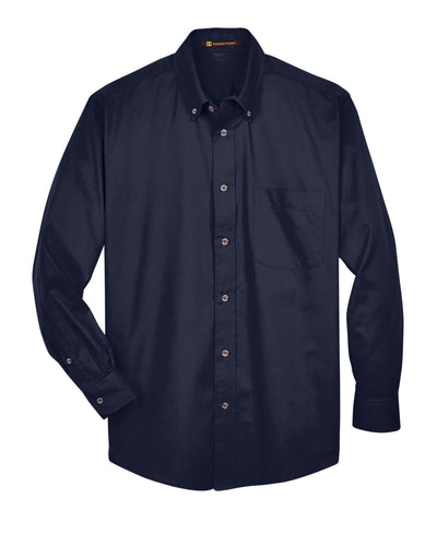 Harriton Men's Tall Easy Blend™ Long-Sleeve Twill Shirt with Stain-Release