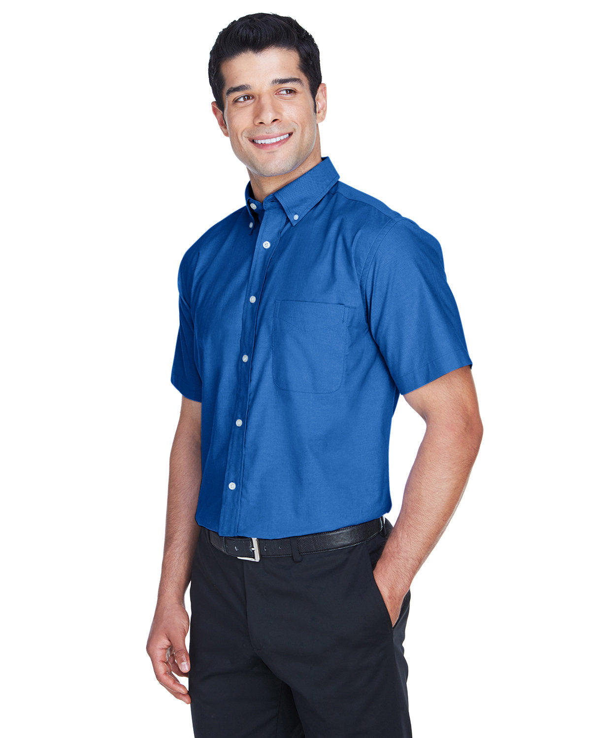 Harriton Men's Short-Sleeve Oxford with Stain-Release Harriton