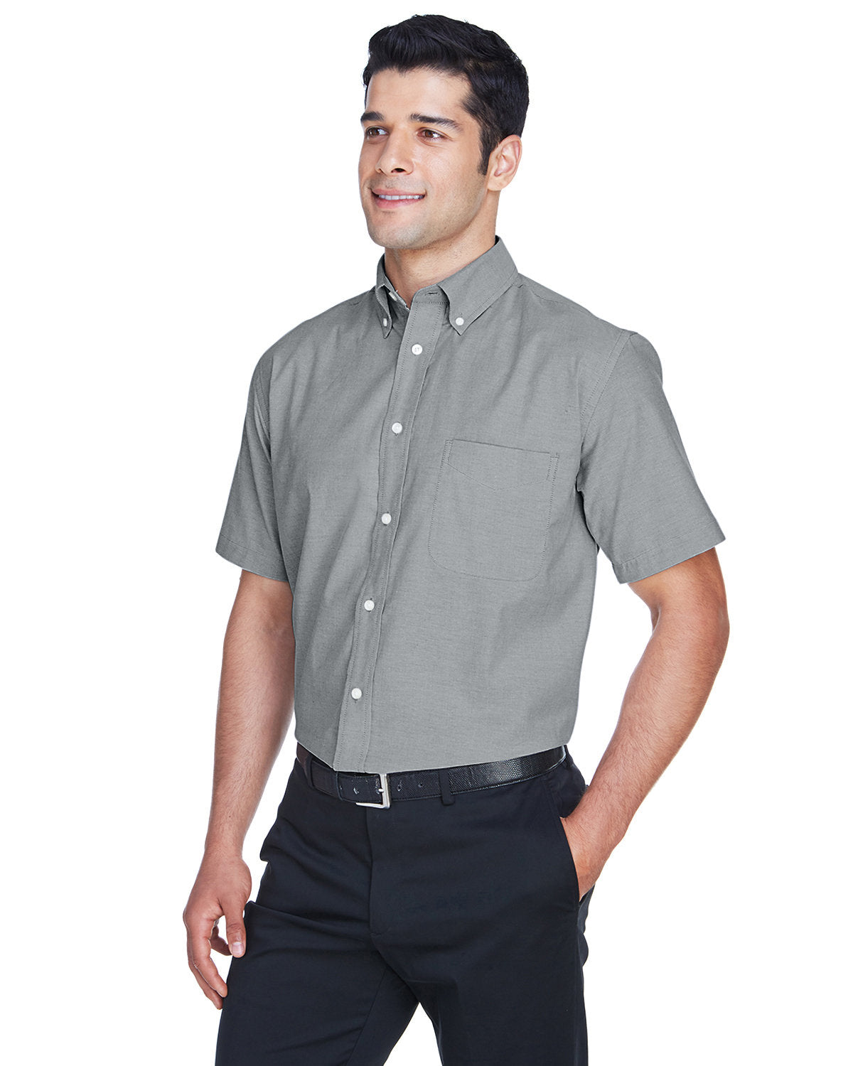 Harriton Men's Short-Sleeve Oxford with Stain-Release Harriton