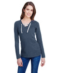 LAT Ladies' Long Sleeve Fine Jersey Lace-Up T-Shirt LAT