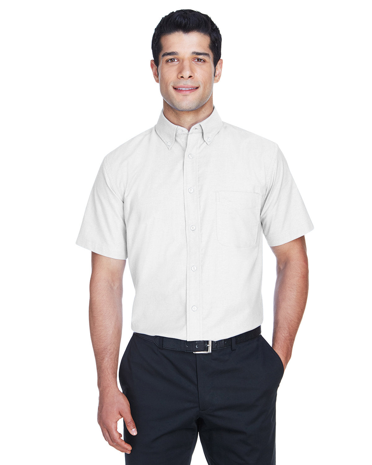 Harriton Men's Short-Sleeve Oxford with Stain-Release Harriton