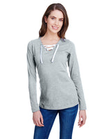 LAT Ladies' Long Sleeve Fine Jersey Lace-Up T-Shirt LAT