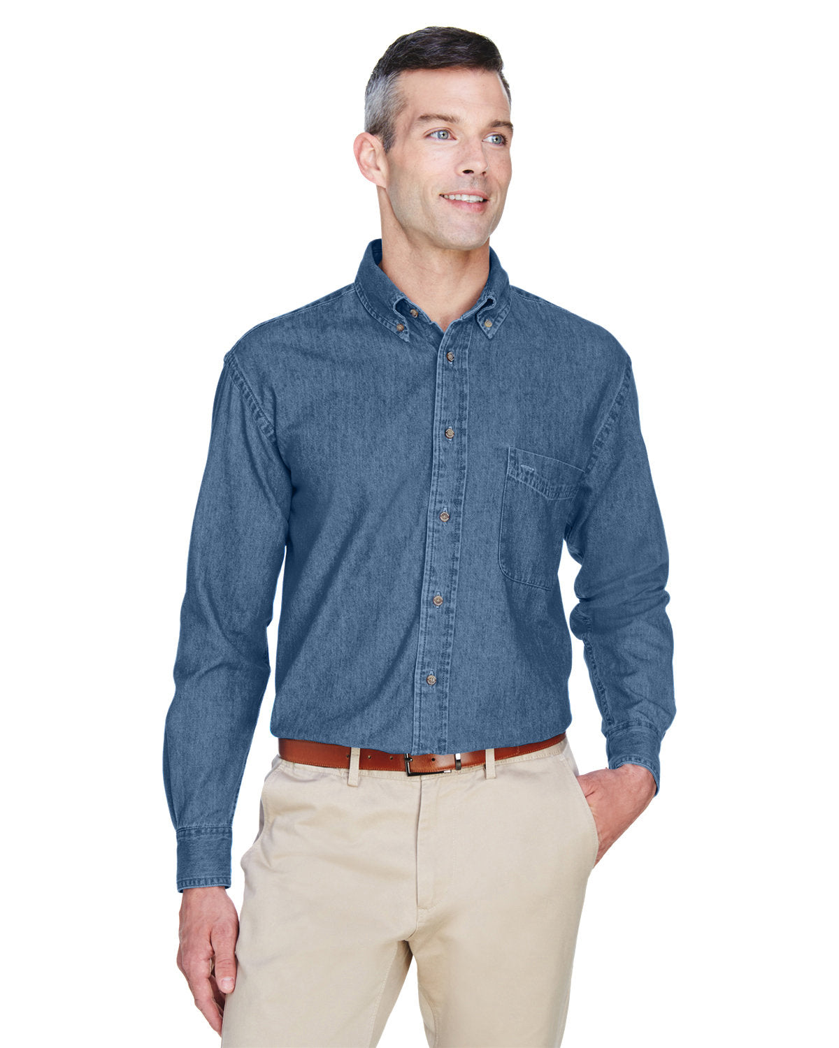 Harriton Men's 6.5 oz. Long-Sleeve Denim Shirt Harriton