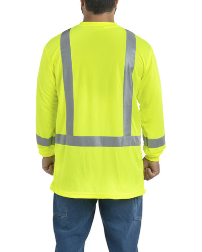 Berne Men's Hi-Vis Class 3 Performance Long Sleeve Pocket T-Shirt