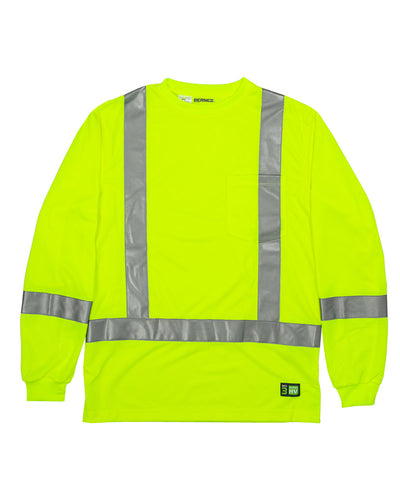 Berne Men's Hi-Vis Class 3 Performance Long Sleeve Pocket T-Shirt