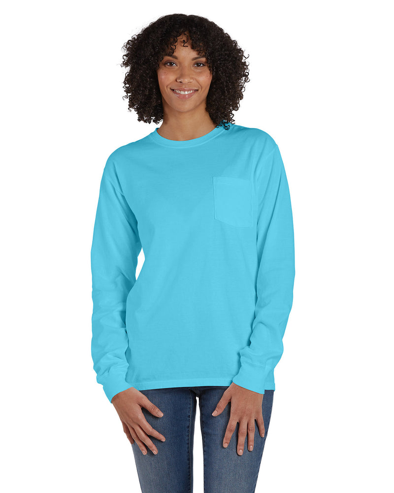 Hanes Comfortwash Unisex Garment-Dyed Long-Sleeve T-Shirt with Pocket