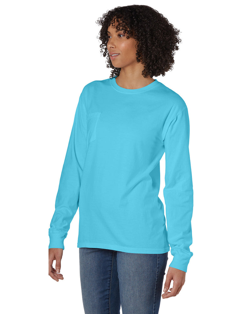 Hanes Comfortwash Unisex Garment-Dyed Long-Sleeve T-Shirt with Pocket