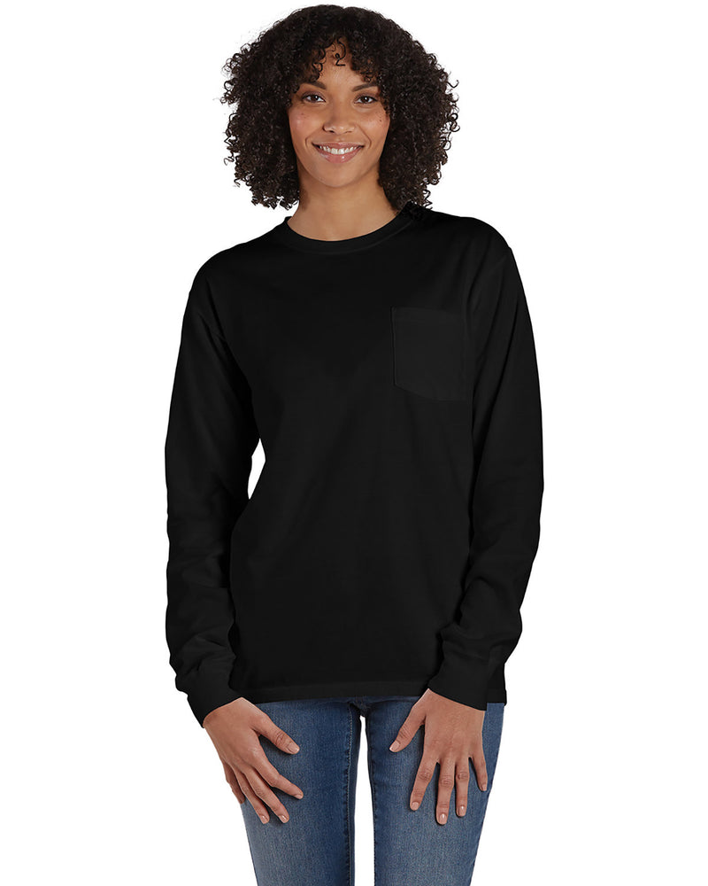 Hanes Comfortwash Unisex Garment-Dyed Long-Sleeve T-Shirt with Pocket