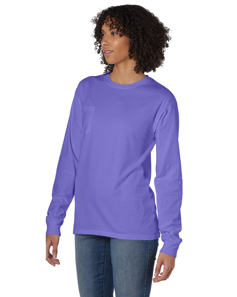 Hanes Comfortwash Unisex Garment-Dyed Long-Sleeve T-Shirt with Pocket