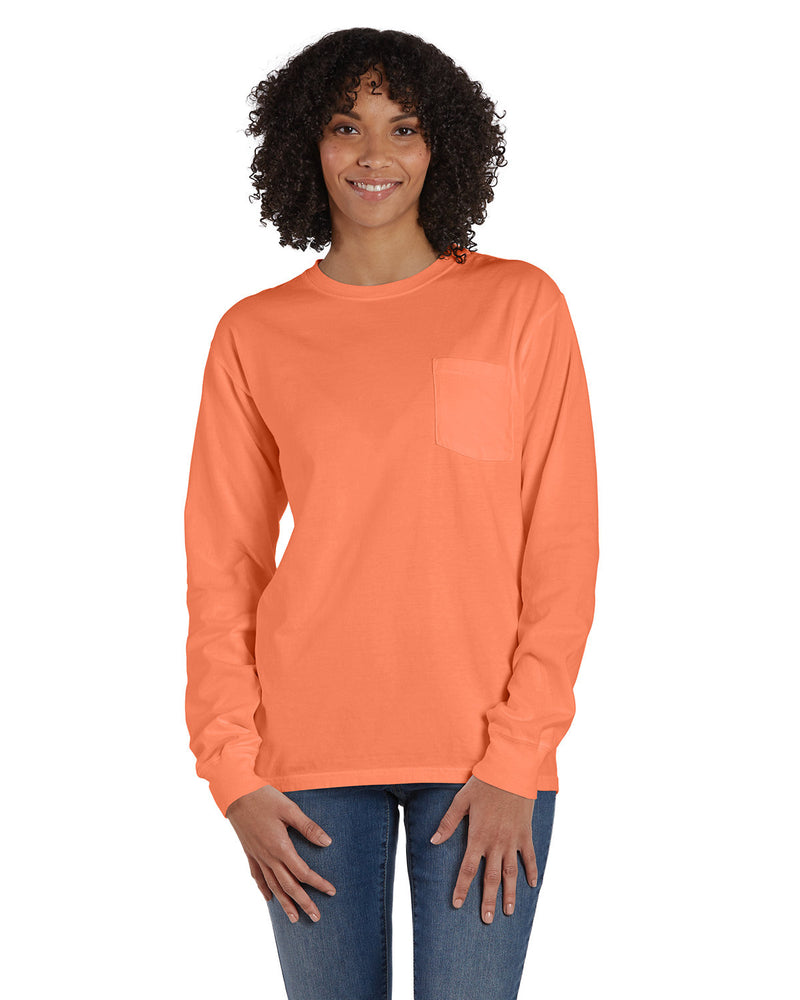 Hanes Comfortwash Unisex Garment-Dyed Long-Sleeve T-Shirt with Pocket