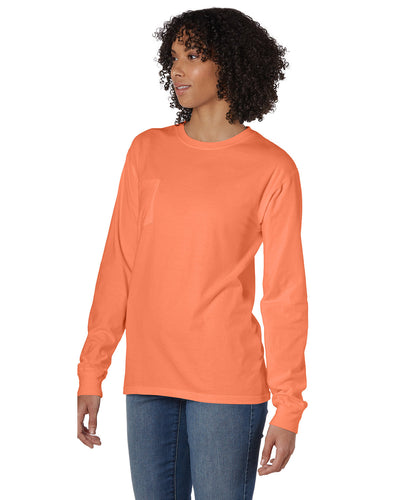 Hanes Comfortwash Unisex Garment-Dyed Long-Sleeve T-Shirt with Pocket