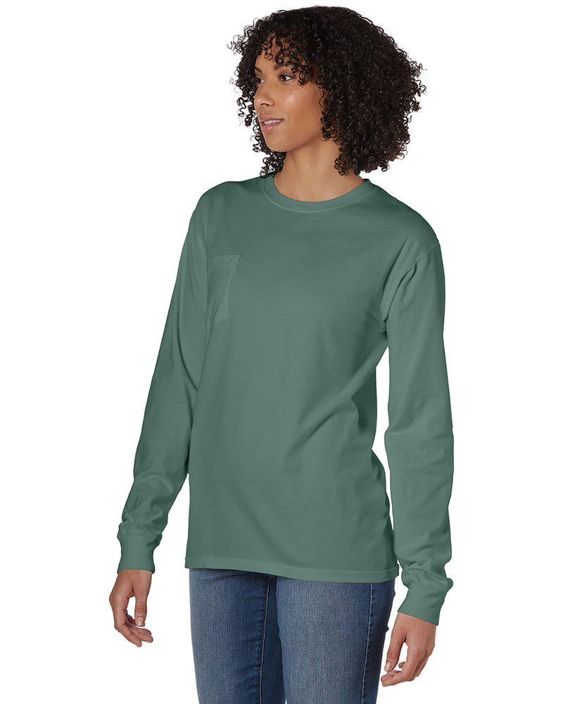 Hanes Comfortwash Unisex Garment-Dyed Long-Sleeve T-Shirt with Pocket