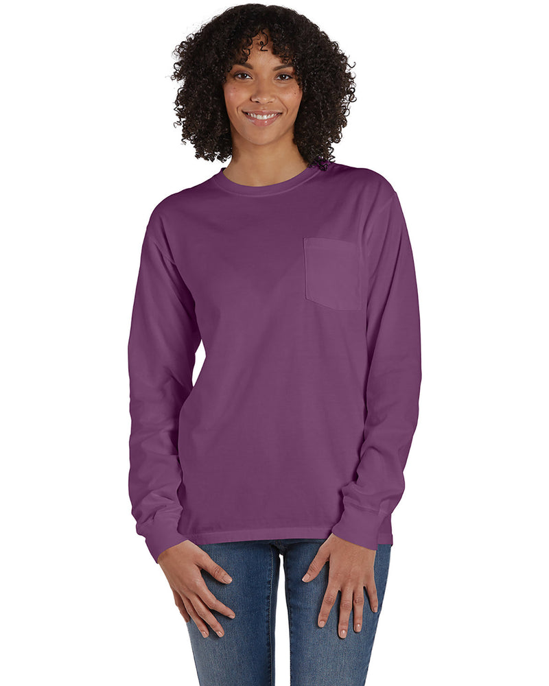 Hanes Comfortwash Unisex Garment-Dyed Long-Sleeve T-Shirt with Pocket