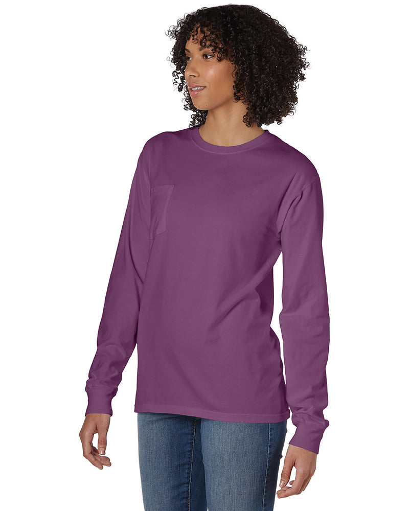 Hanes Comfortwash Unisex Garment-Dyed Long-Sleeve T-Shirt with Pocket