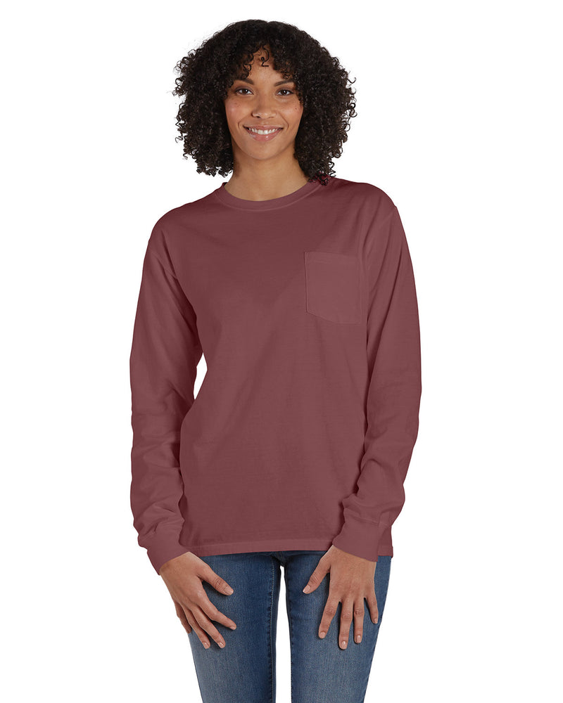 Hanes Comfortwash Unisex Garment-Dyed Long-Sleeve T-Shirt with Pocket