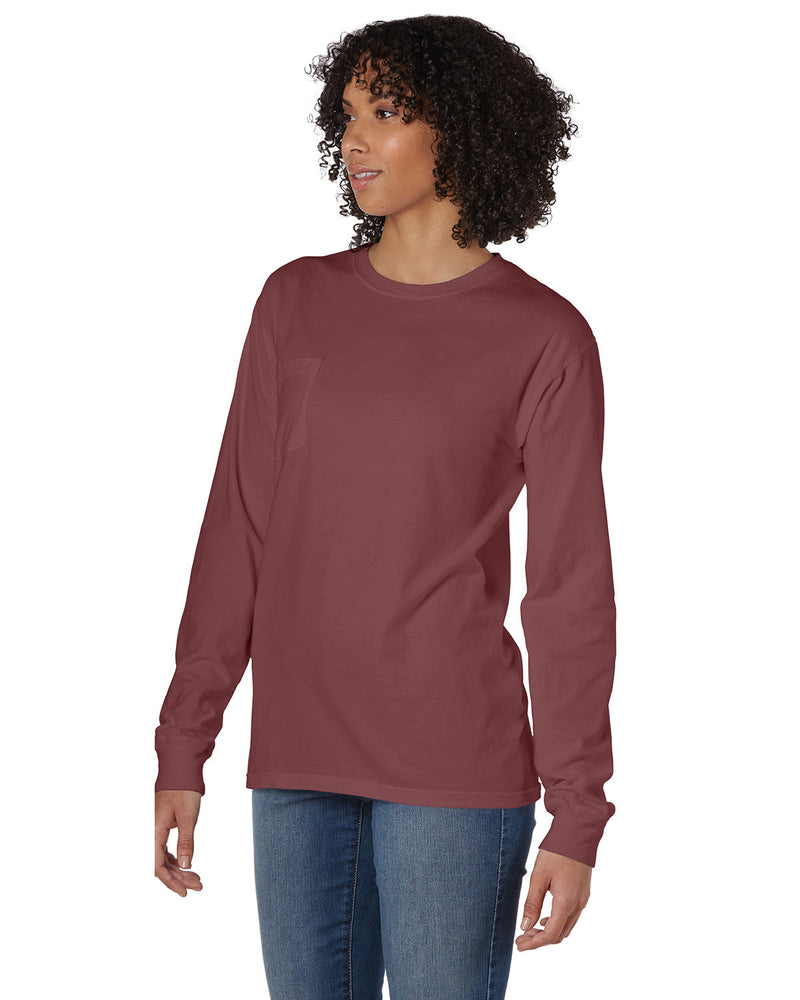 Hanes Comfortwash Unisex Garment-Dyed Long-Sleeve T-Shirt with Pocket