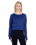 J America Ladies' Odyssey Striped Poly Fleece Hi-Lo Crew J. America