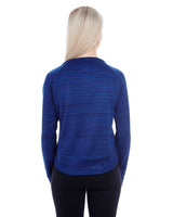 J America Ladies' Odyssey Striped Poly Fleece Hi-Lo Crew J. America