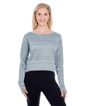 J America Ladies' Odyssey Striped Poly Fleece Hi-Lo Crew J. America