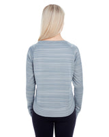 J America Ladies' Odyssey Striped Poly Fleece Hi-Lo Crew J. America