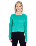 J America Ladies' Odyssey Striped Poly Fleece Hi-Lo Crew J. America