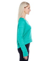 J America Ladies' Odyssey Striped Poly Fleece Hi-Lo Crew J. America