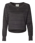 J America Ladies' Odyssey Striped Poly Fleece Hi-Lo Crew J. America