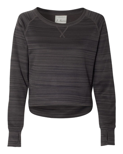 J America Ladies' Odyssey Striped Poly Fleece Hi-Lo Crew