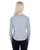 J America Ladies' Odyssey Striped Poly Fleece Hi-Lo Crew J. America