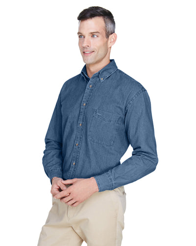 Harriton Men's Tall 6.5 oz. Long-Sleeve Denim Shirt