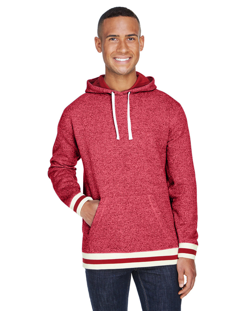 J America Adult Peppered Fleece Lapover Hooded Sweatshirt