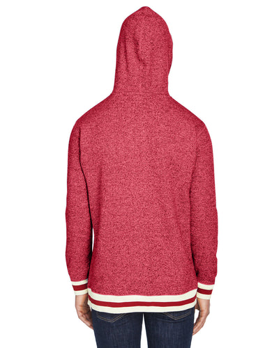 J America Adult Peppered Fleece Lapover Hooded Sweatshirt