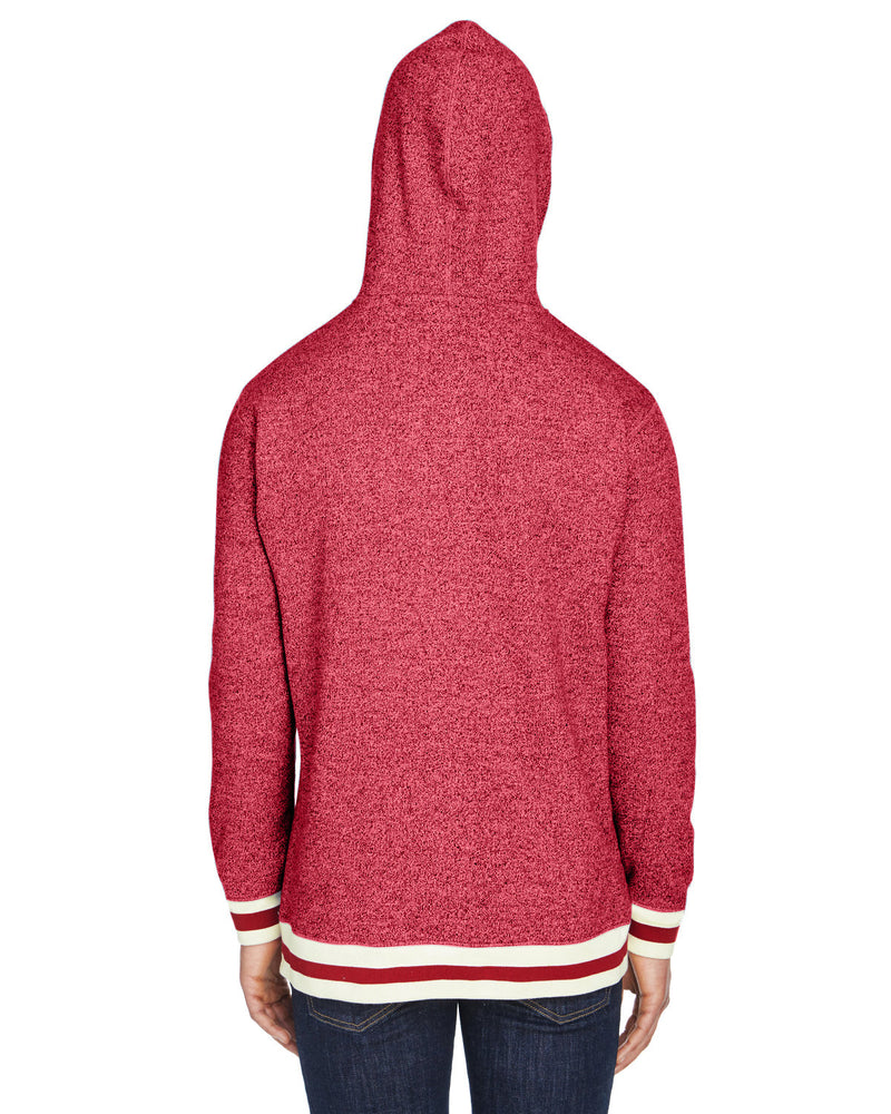 J America Adult Peppered Fleece Lapover Hooded Sweatshirt