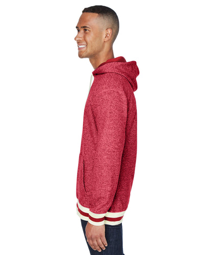 J America Adult Peppered Fleece Lapover Hooded Sweatshirt
