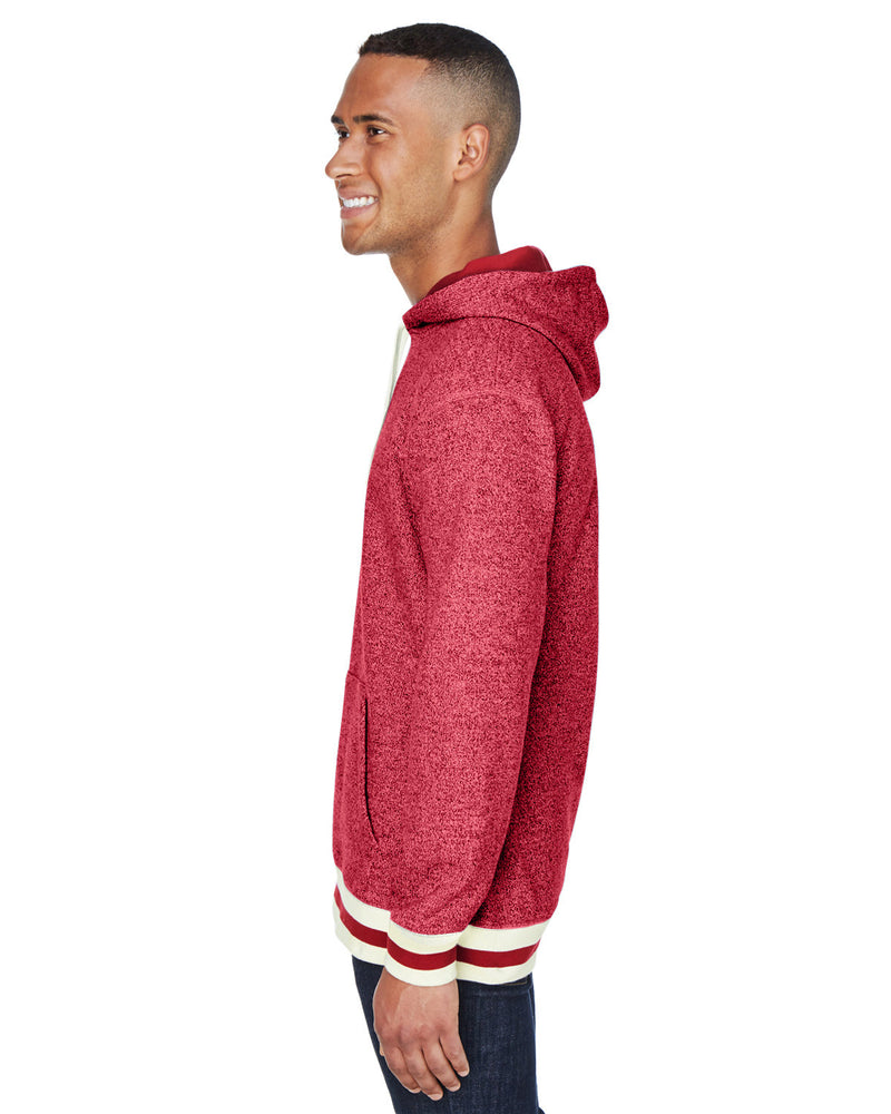 J America Adult Peppered Fleece Lapover Hooded Sweatshirt