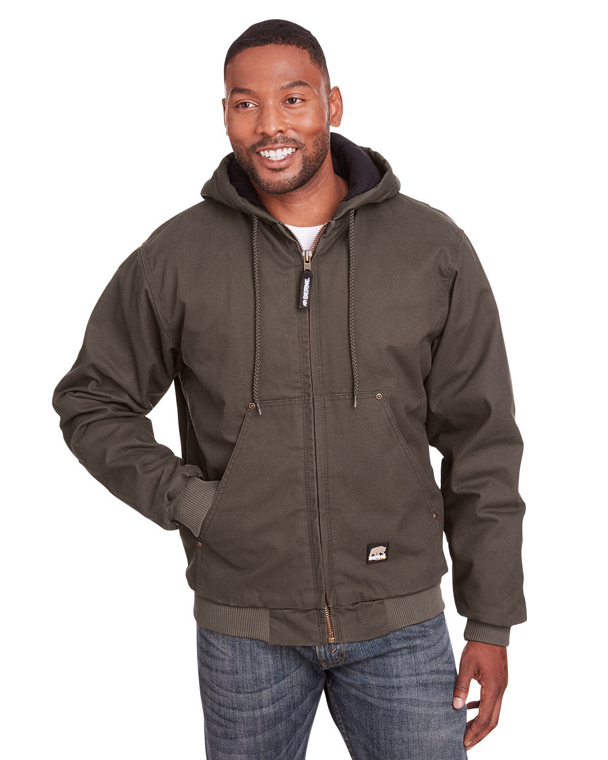 Berne Men's Tall Highland Washed Cotton Duck Hooded Jacket Berne