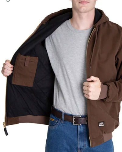 Berne Men's Tall Highland Washed Cotton Duck Hooded Jacket