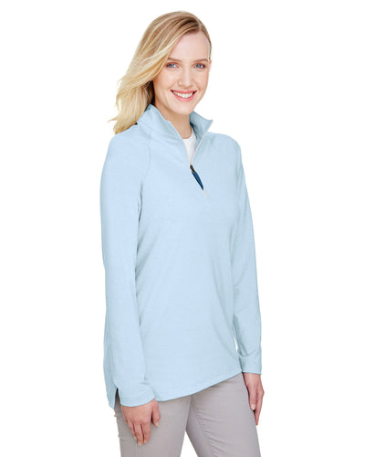 Devon & Jones CrownLux Performance™ Ladies' Clubhouse Micro-Stripe Quarter-Zip