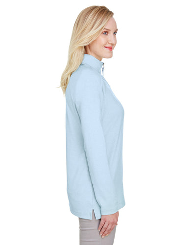 Devon & Jones CrownLux Performance™ Ladies' Clubhouse Micro-Stripe Quarter-Zip
