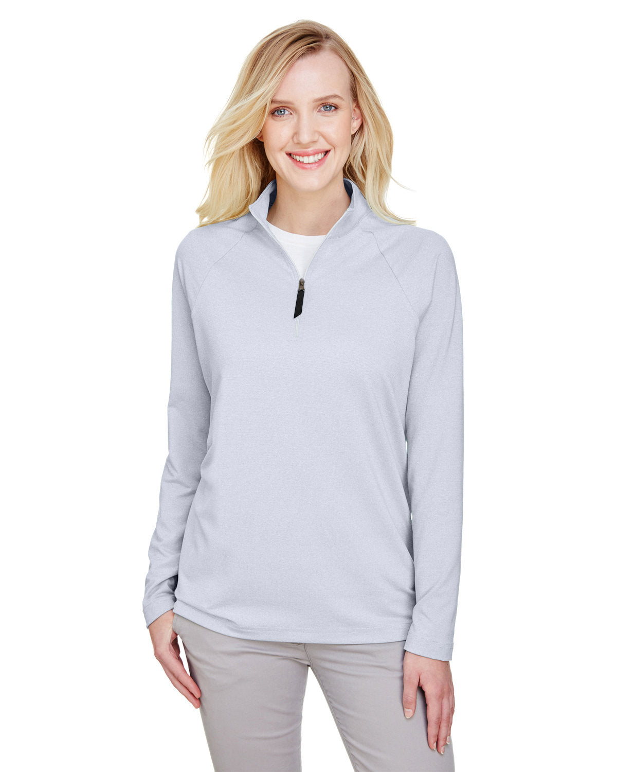 Devon & Jones CrownLux Performance™ Ladies' Clubhouse Micro-Stripe Quarter-Zip Devon & Jones
