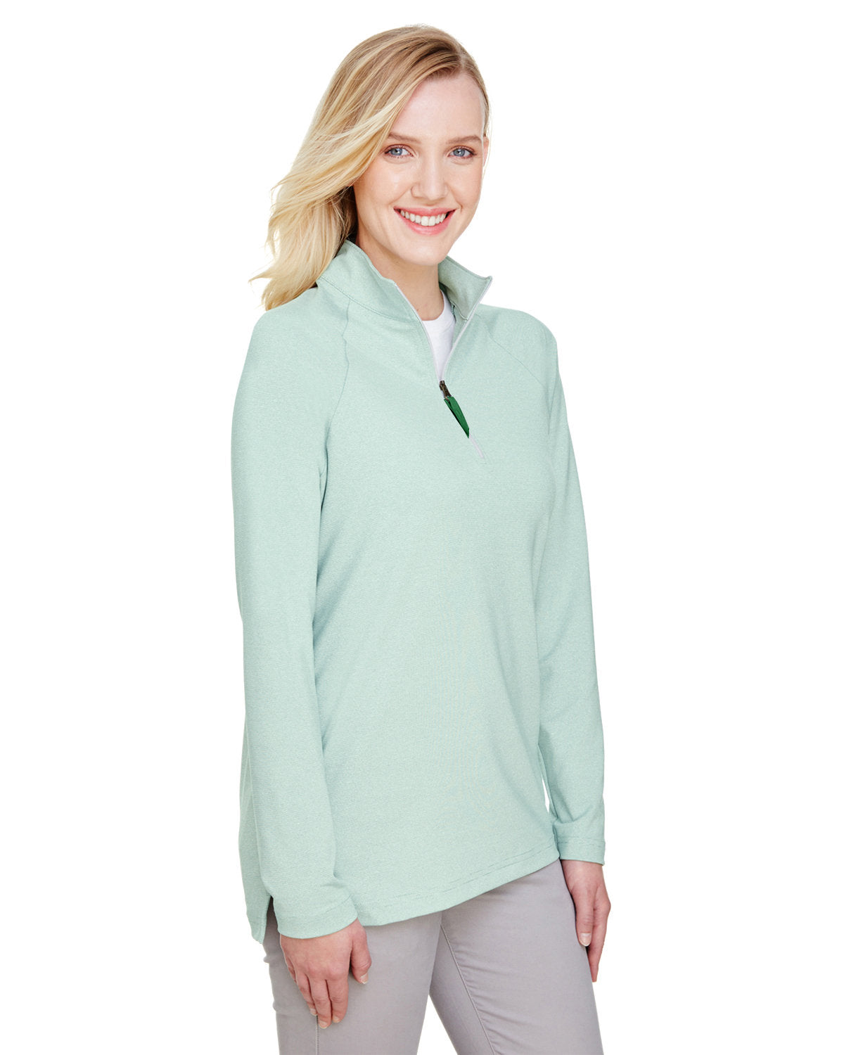 Devon & Jones CrownLux Performance™ Ladies' Clubhouse Micro-Stripe Quarter-Zip Devon & Jones