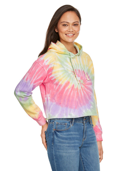 Tie-Dye Ladies' Cropped Hooded Sweatshirt Tie-Dye