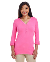 Devon & Jones Ladies' Perfect Fit™ Y-Placket Convertible Sleeve Knit Top Devon & Jones
