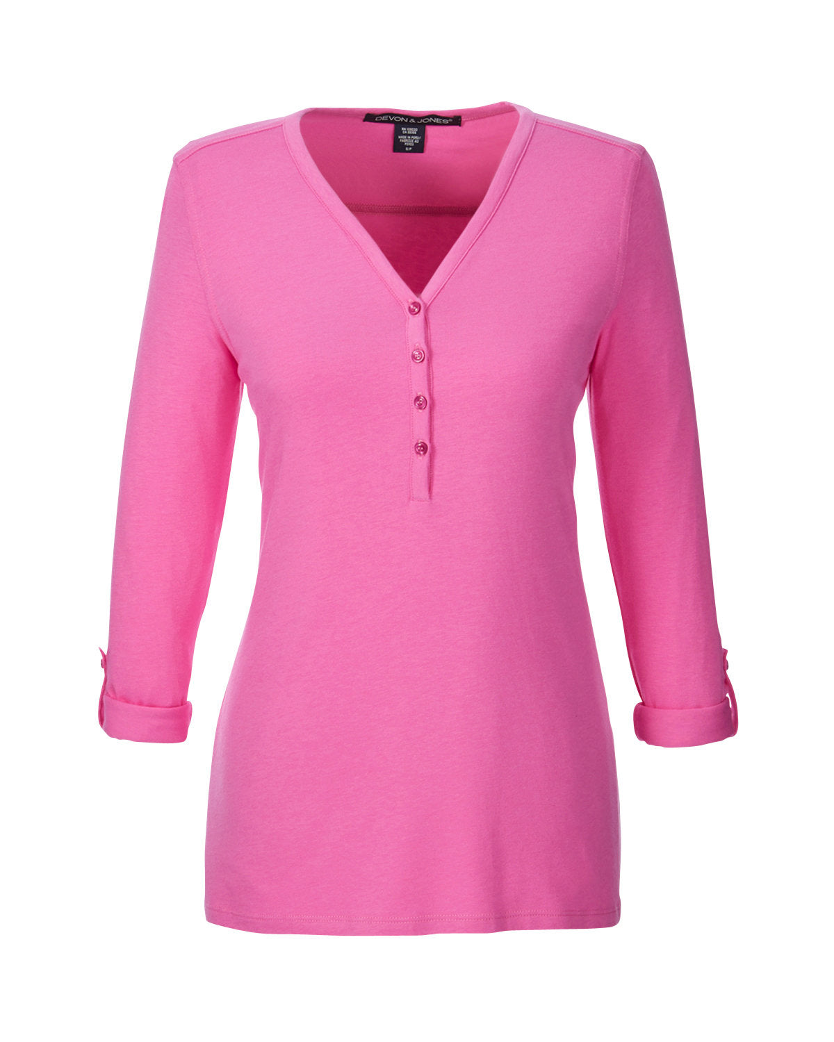 Devon & Jones Ladies' Perfect Fit™ Y-Placket Convertible Sleeve Knit Top Devon & Jones