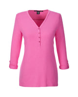 Devon & Jones Ladies' Perfect Fit™ Y-Placket Convertible Sleeve Knit Top Devon & Jones