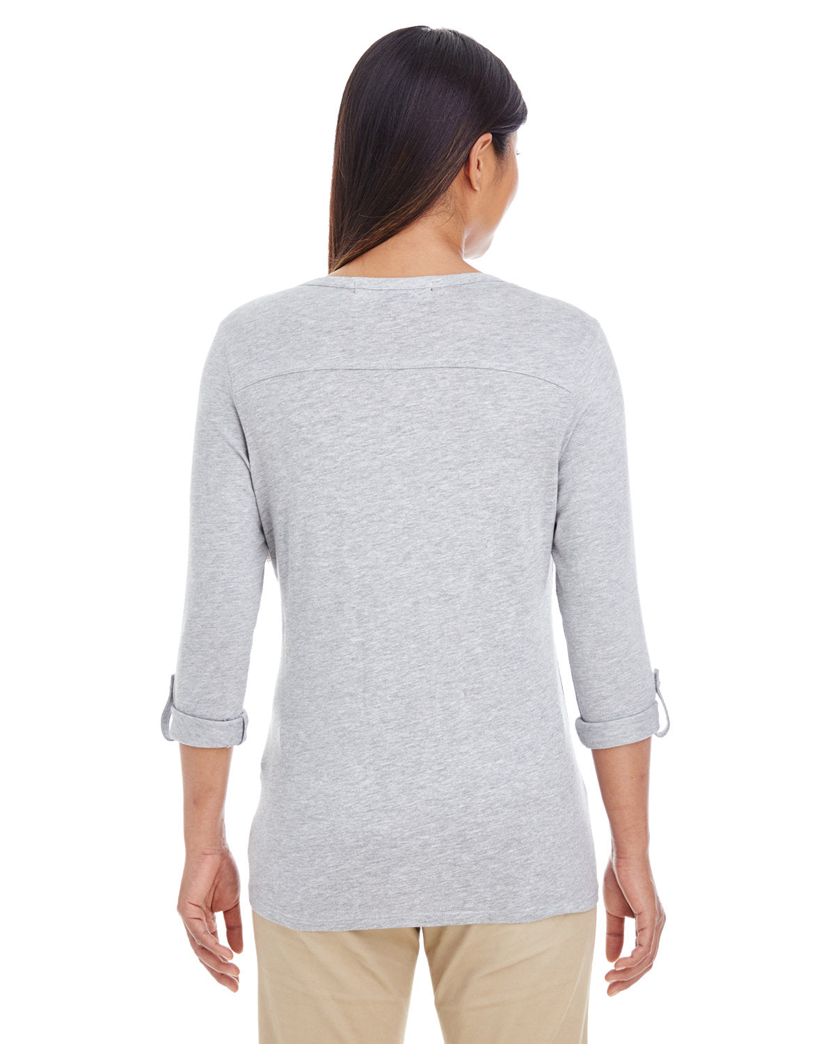 Devon & Jones Ladies' Perfect Fit™ Y-Placket Convertible Sleeve Knit Top Devon & Jones